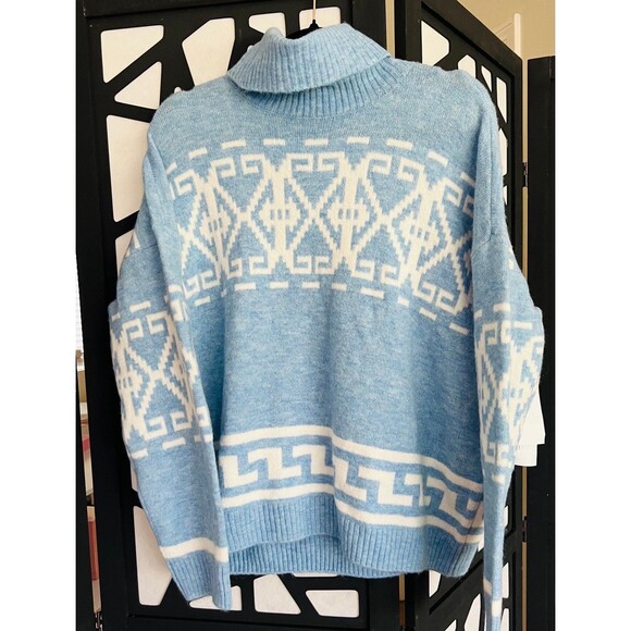 CeCe Fair Isle pattern warm turtleneck sweater. Size M. oversized NWT - Picture 3 of 7
